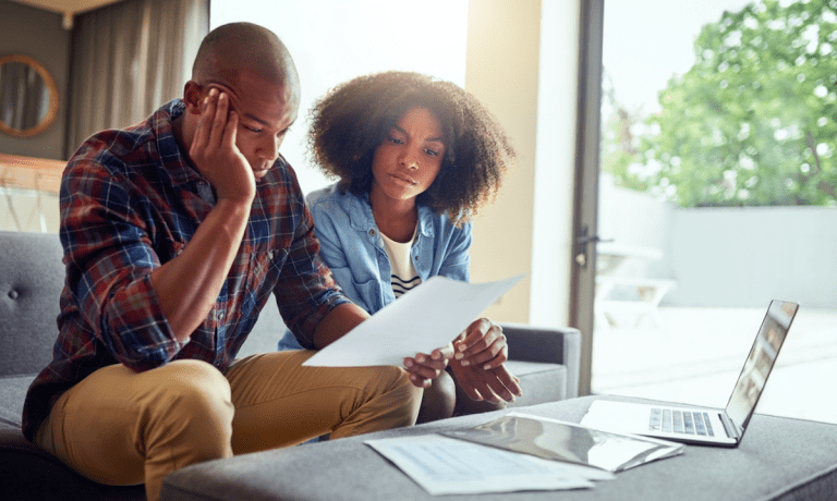 couple looking at finances